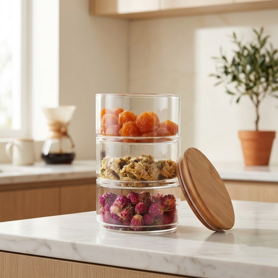 Stackable Glass Jars 3-Tier